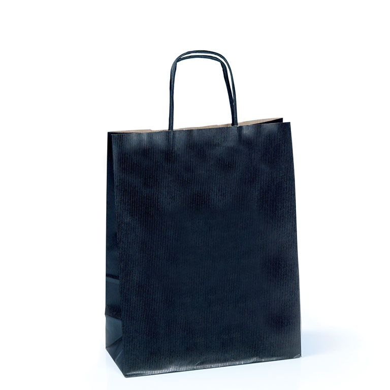 Black Paper Carriers Twisted Handles 240 x 110 x 310mm