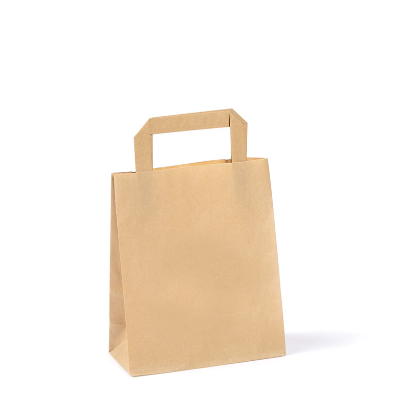 Brown Paper Carriers TAPE Handles 180 x 80 x 220mm