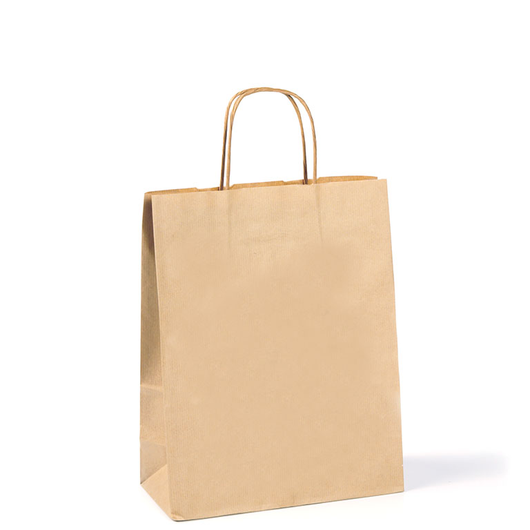 Ribbed Brown Paper Carriers Twist Handles 240 x 110 x 310mm