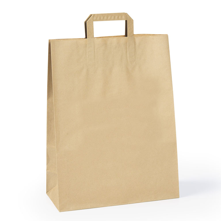 Brown Paper Carriers TAPE Handles 320 x 140 x 420mm