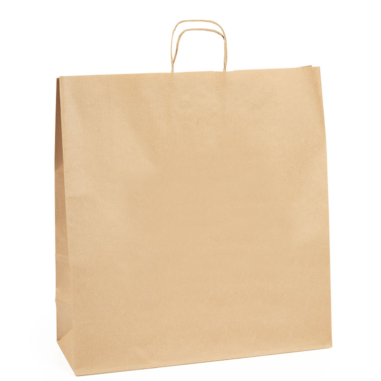 Ribbed Brown Paper Carriers Twist Handles 450 x 170 x 480mm