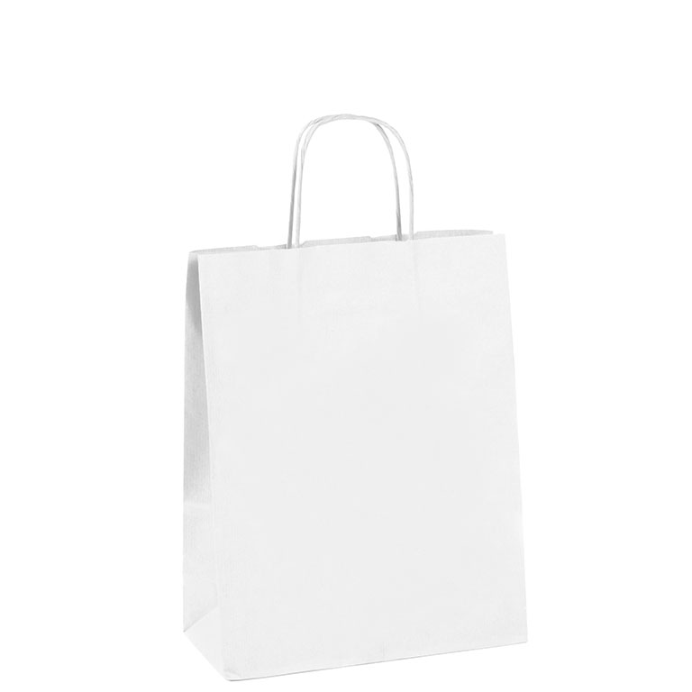Ribbed White Paper Carriers Twist Handles 240 x 110 x 310mm