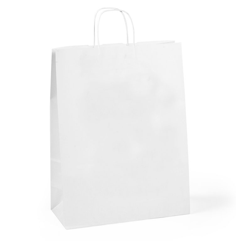 Ribbed White Paper Carriers Twist Handles 320 x 140 x 420mm