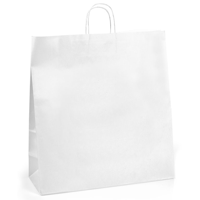 Ribbed White Paper Carriers Twist Handles 450 x 170 x 480mm