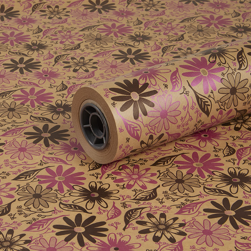 750mm 50gsm Brown Kraft Brown and Metallic Pink Macy