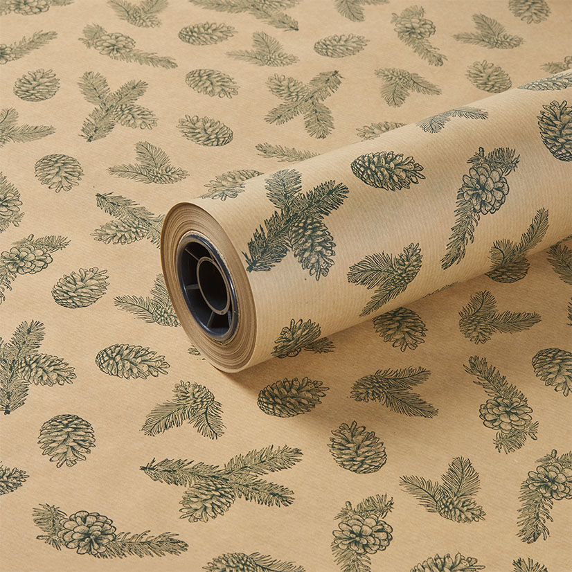 750mm 50gsm Brown Kraft Harrods Green Pinecone