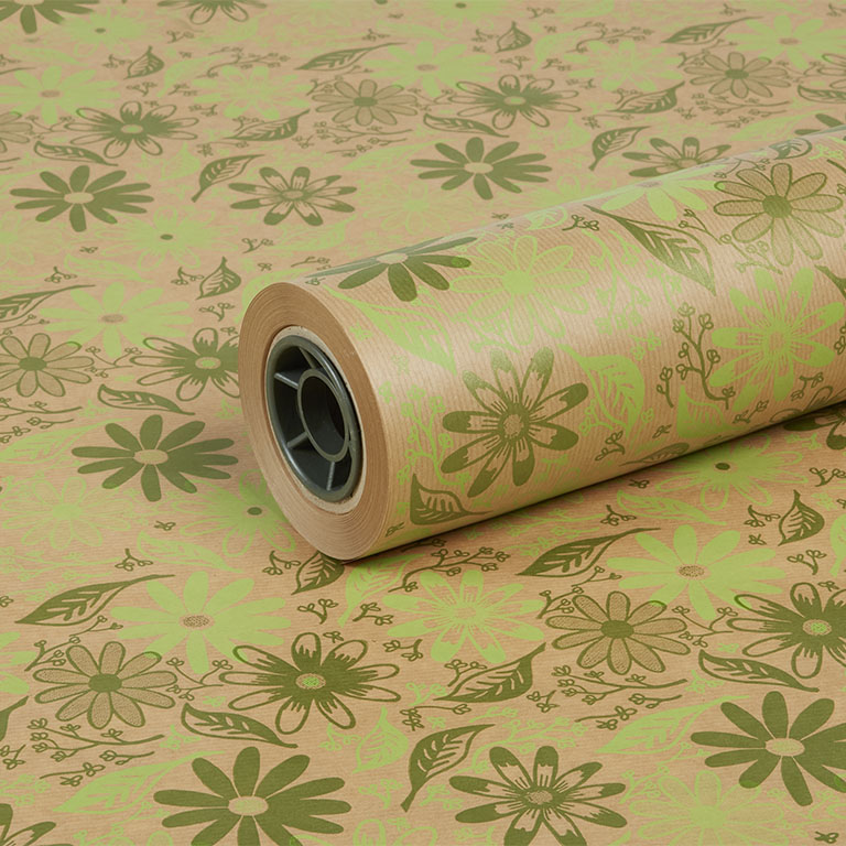 750mm 50gsm Brown Kraft Lime Green and Metallic Green Macy