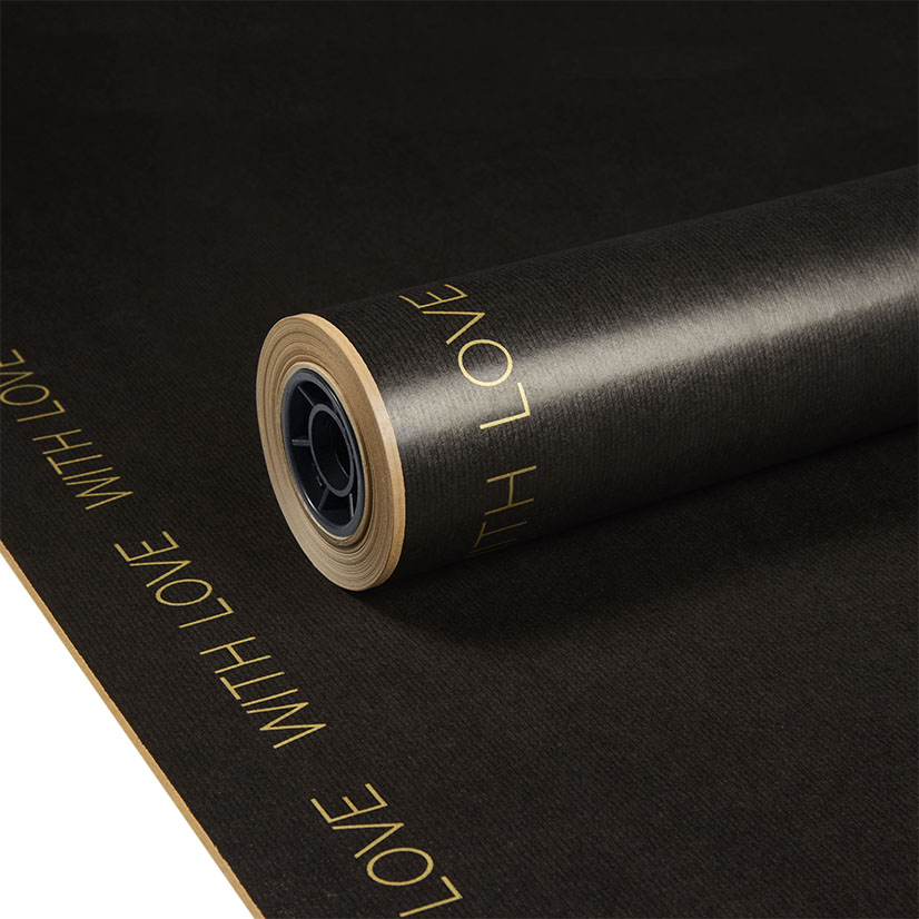 750mm 50gsm Brown Kraft Solid Black and Gold With Love