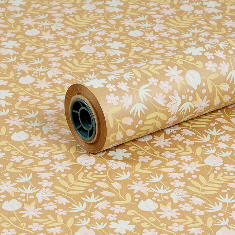 750mm 50gsm Brown Kraft Soft Green, Soft Pink and Almond Esme