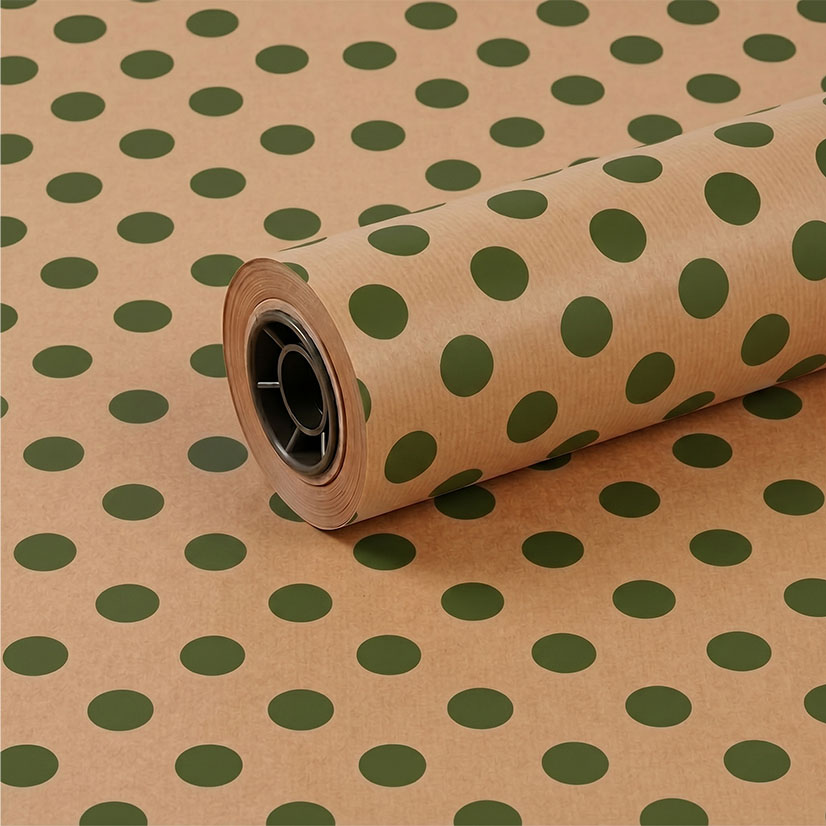750mm 50gsm Brown Kraft Verde Green Spot
