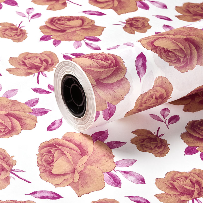 750mm 60gsm White Kraft Metallic Pink and Rose Gold Rose