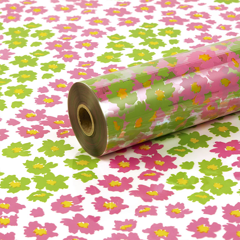 Bright Pink, Lime Green and Yellow Blossom on Clear Film