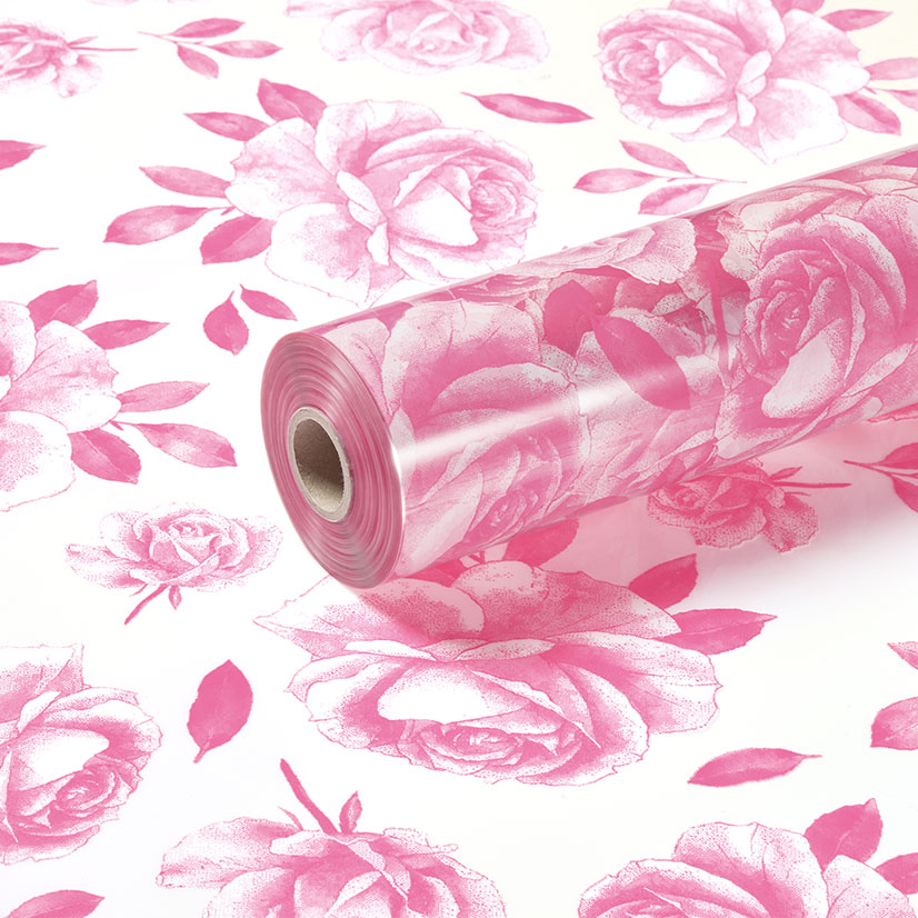 Bright Pink and White Rose Clear Film