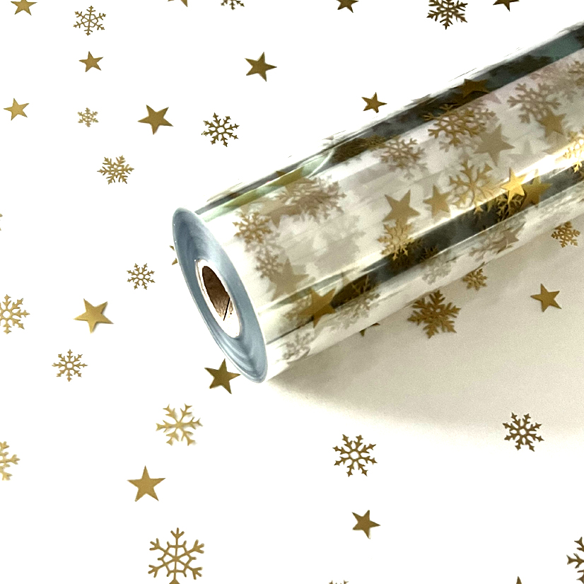 Gold Snowflake Star on Clear Film