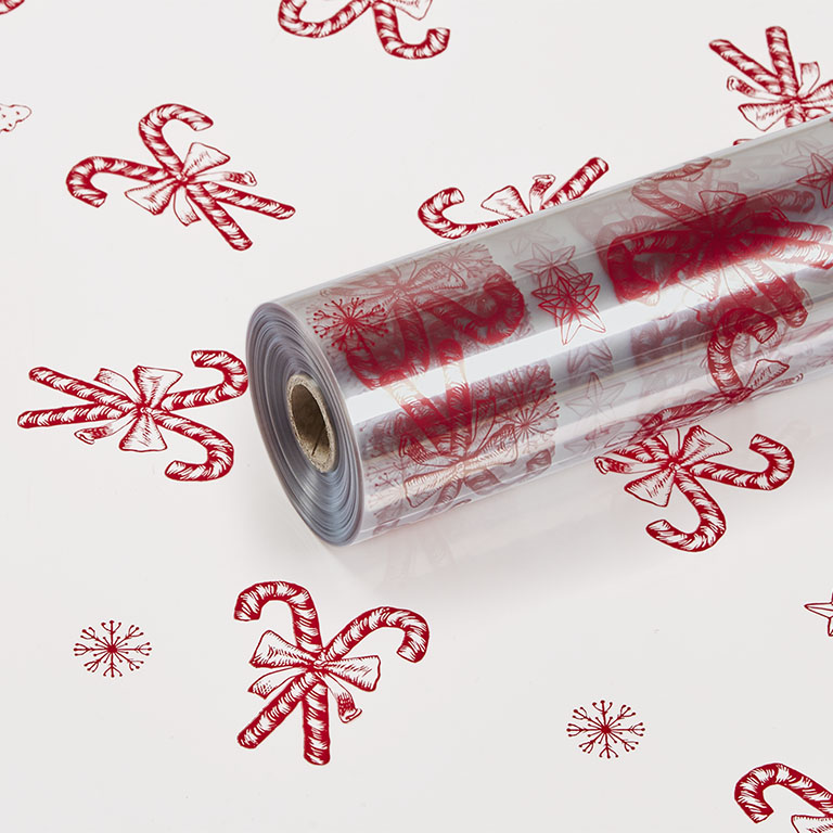 Metallic Red Candycane Clear Film
