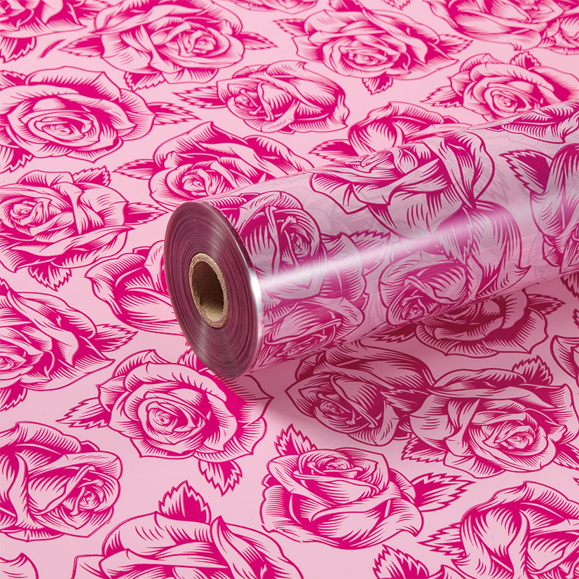 Tinted Pink and Metallic Pink Rosa on Clear Film