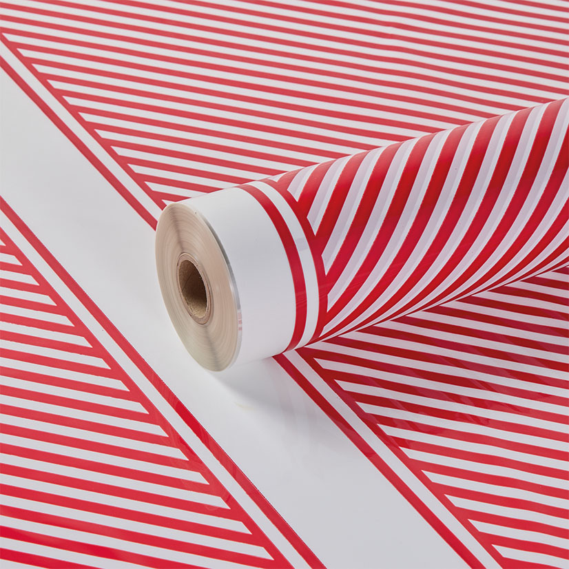 Tinted White and Metallic Red Stripe Square Clear Film