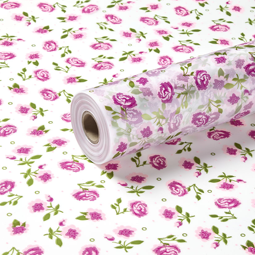 Metallic Pink, Light Pink and Metallic Green Vintage Rose Frosted Film