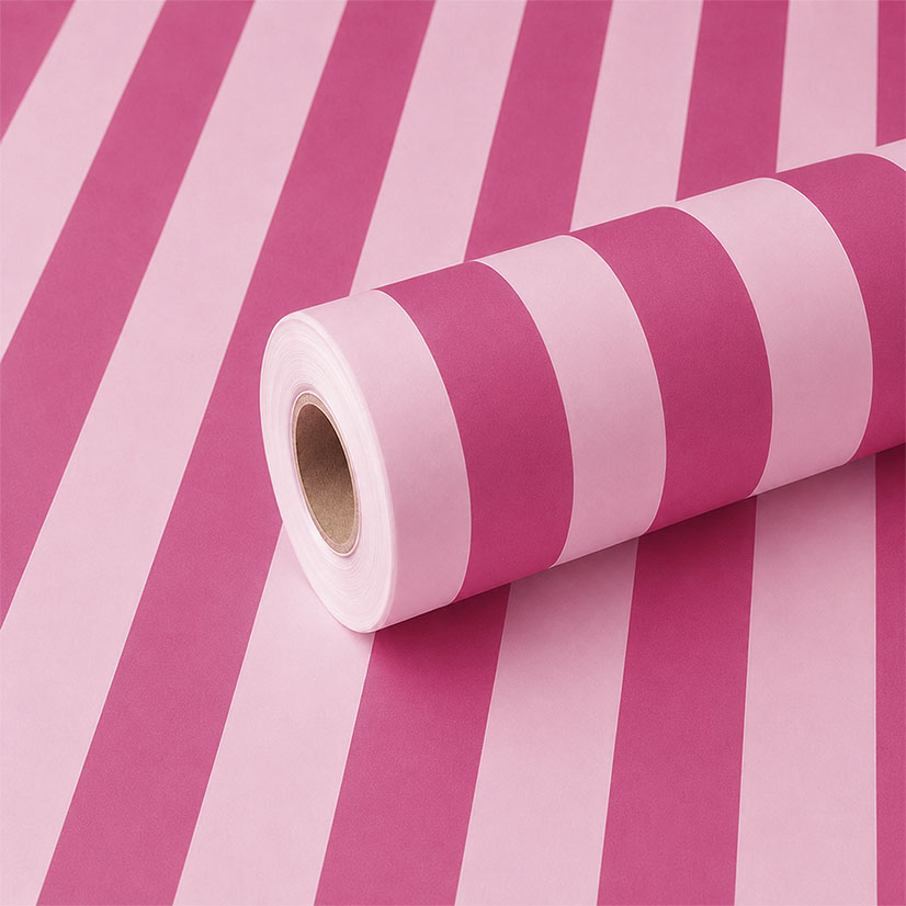 Tinted Light Pink and Metallic Pink Stripe Frosted Film