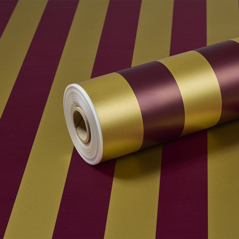 Tinted Mulberry and Gold Stripe Frosted Film