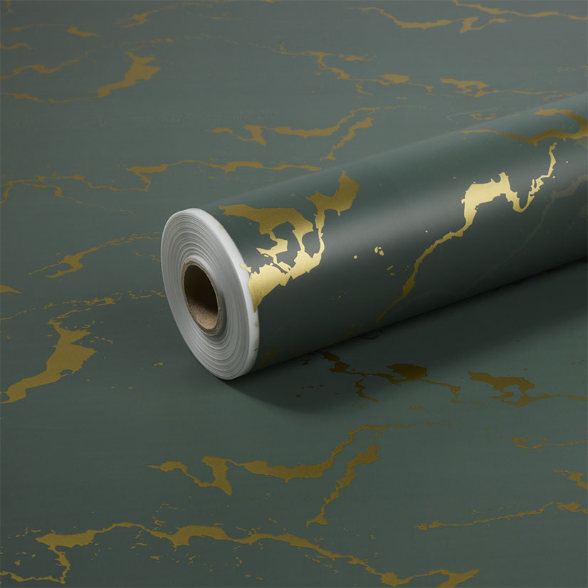 Tinted Verde Green and Gold Marble Frosted Film