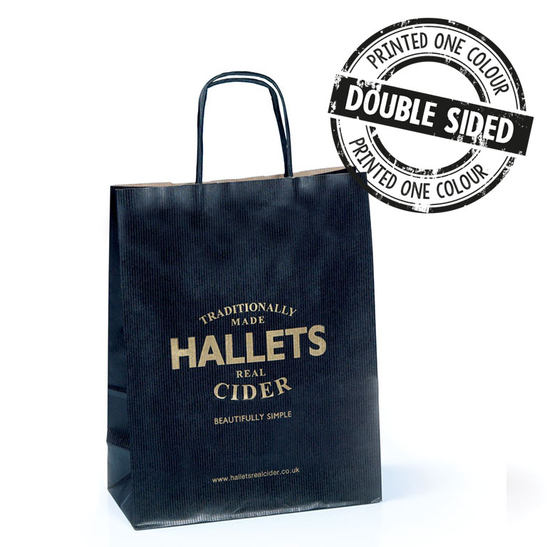 Black Paper Carriers Twisted Handles 240x110x310mm Ptd 2S1C