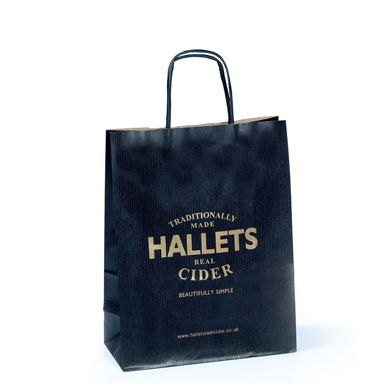 Black Paper Carriers Twisted Handles 240x110x310mm Ptd 1S1C