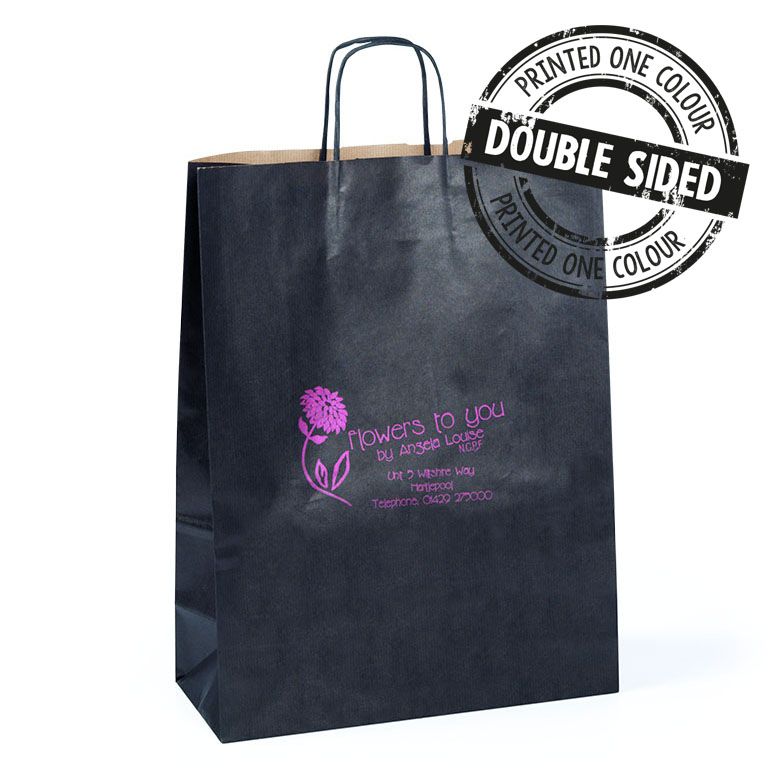 Black Paper Carriers Twisted Handles 320x140x420mm Ptd 2S1C
