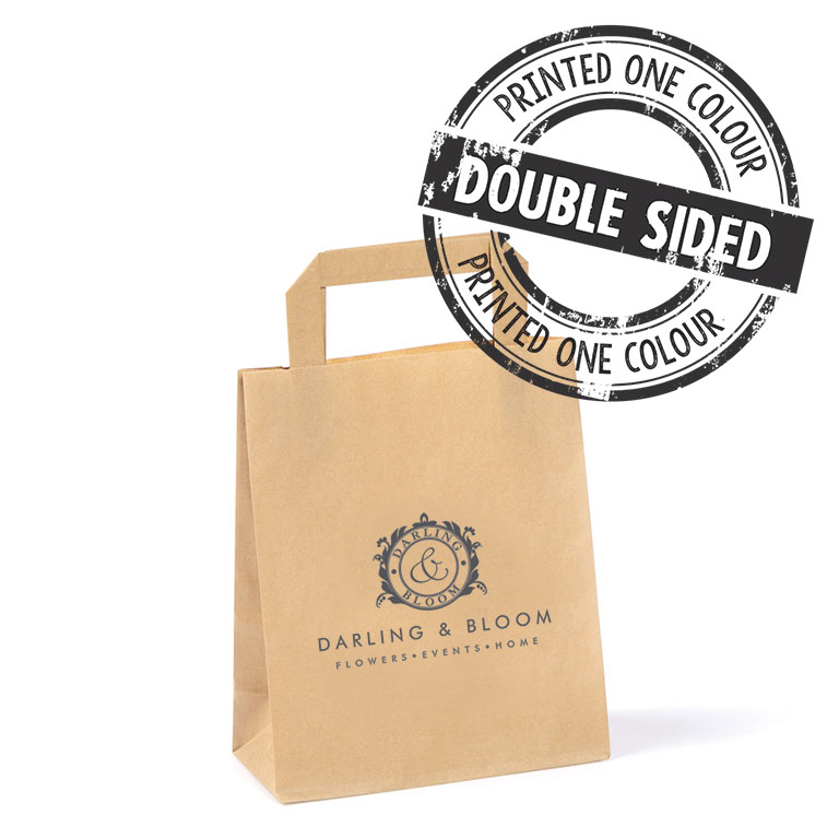 Brown Paper Carriers TAPE Handles 180 x 80 x 220mm Ptd 2S1C