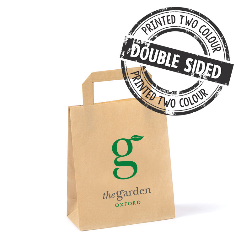 Brown Paper Carriers TAPE Handles 180 x 80 x 220mm Ptd 2S2C
