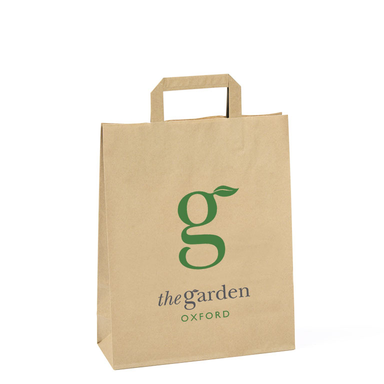 Brown Paper Carriers TAPE Handles 260 x 100 x 330mm Ptd 1S2C
