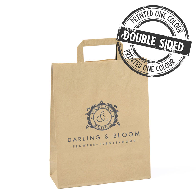Brown Paper Carriers TAPE Handles 260 x 100 x 330mm Ptd 2S1C