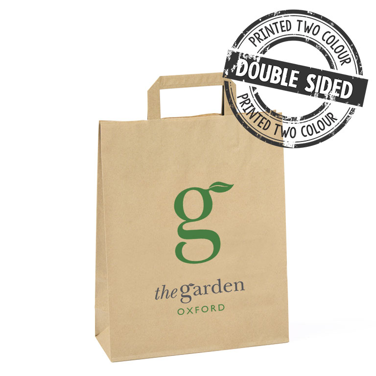 Brown Paper Carriers TAPE Handles 260 x 100 x 330mm Ptd 2S2C