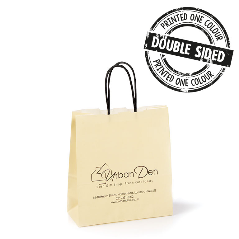 Ivory Paper Carriers Twisted Handles 190x80x210mm Ptd 2S1C