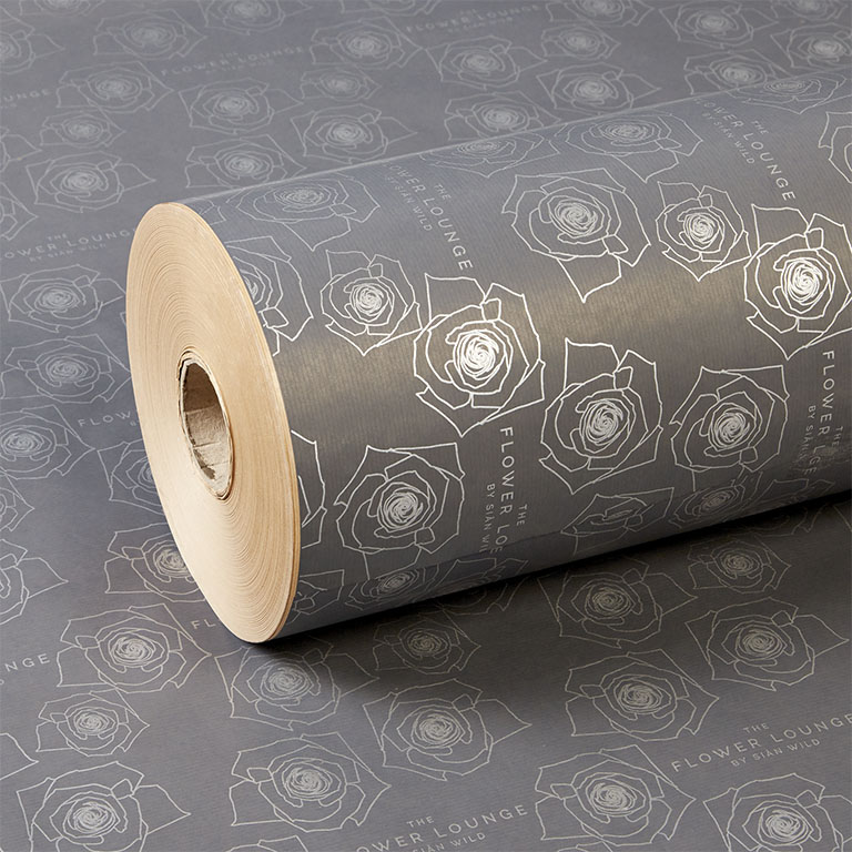 60gsm Brown Kraft 500mm x 300m Solid Gun Metal Grey Printed