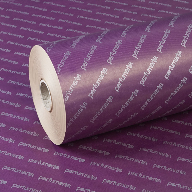60gsm Brown Kraft 500mm x 300m Solid Purple Printed