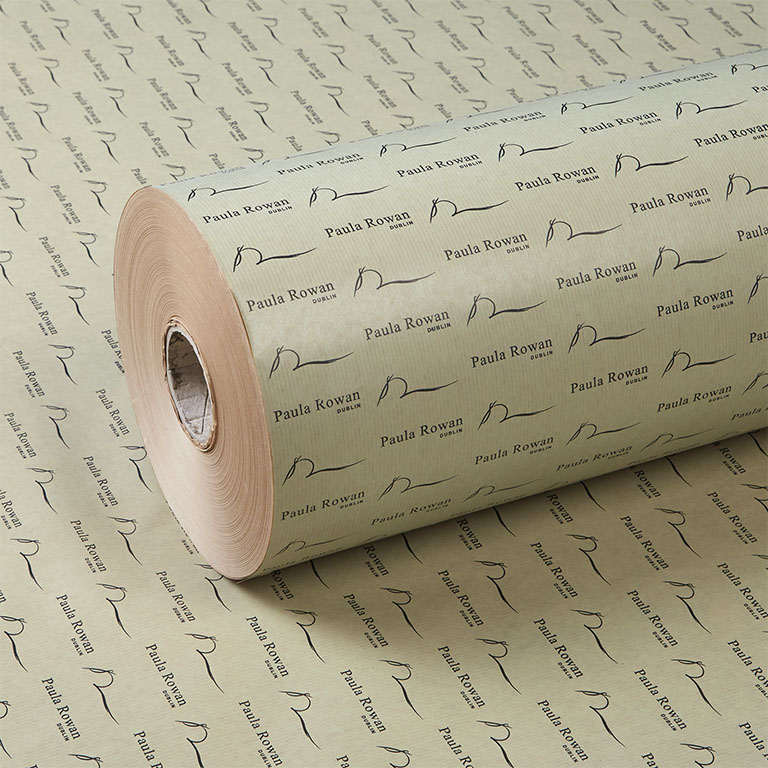 60gsm Brown Kraft 500mm x 300m Solid Pale Green Printed