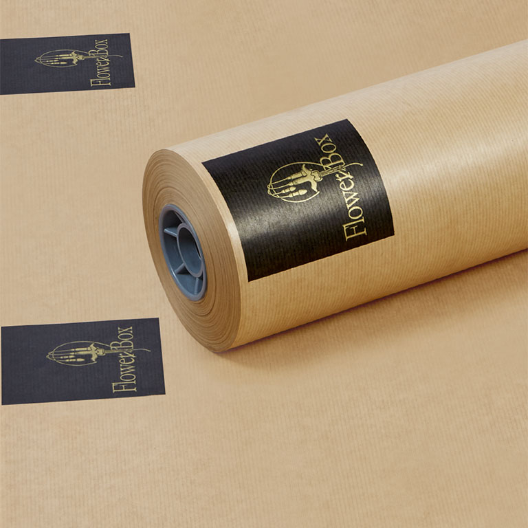 50gsm Brown Kraft 750mm x 150m printed 2 Colours