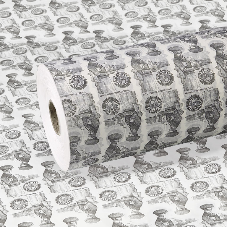 40gsm Grease proof paper 500mm x 500m printed 1 Colour