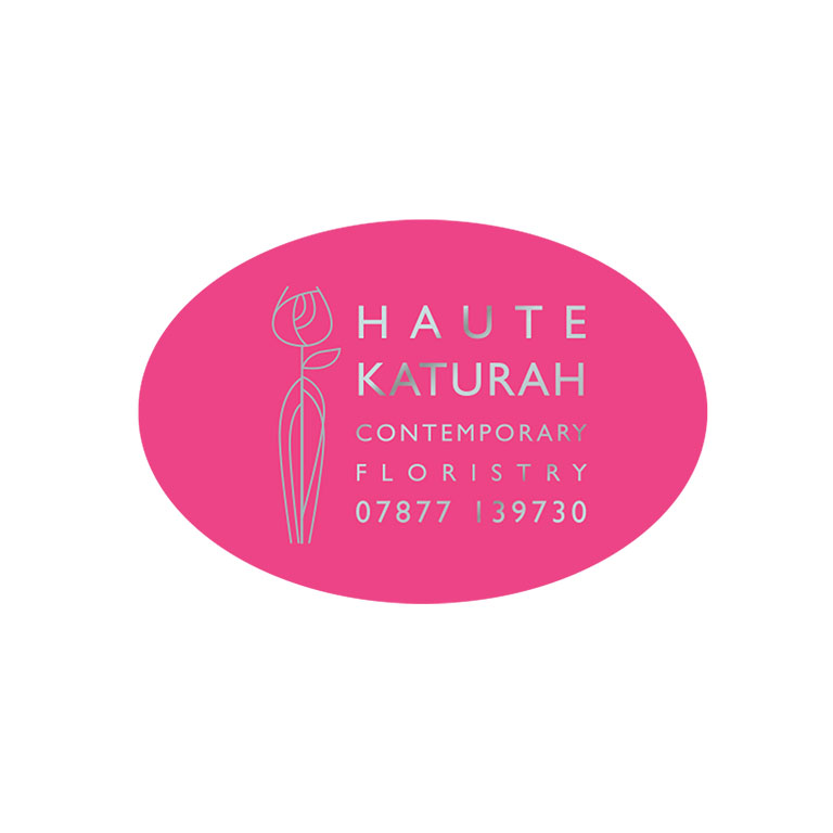 1.75 x 1.25 Inch Oval Bright Pink Foil Labels Foil Printed
