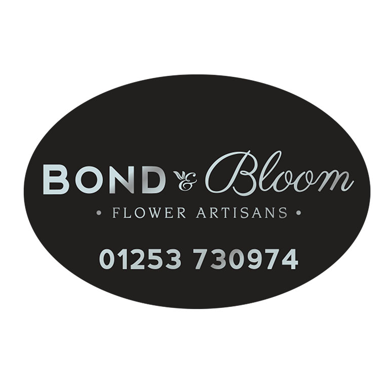 2.25 x 1.5 Inch Oval Oval Matt Black Labels Foil Printed