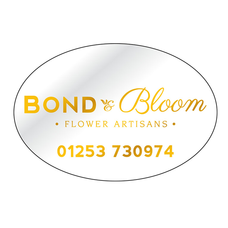 2.25 x 1.5 Inch Oval Oval Clear Labels Foil Printed