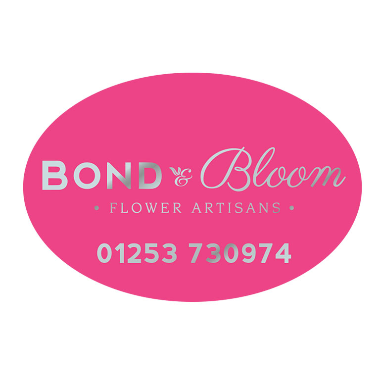2.25 x 1.5 Inch Oval Bright Pink Foil Labels Foil Printed