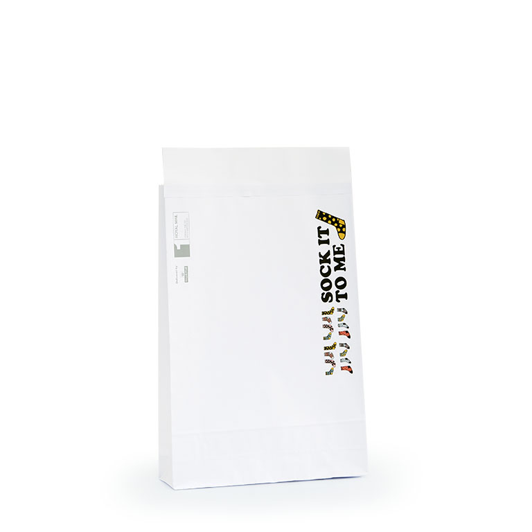 White Kraft Paper Mail Bags 300 x 80 x 430mm printed 1SFC