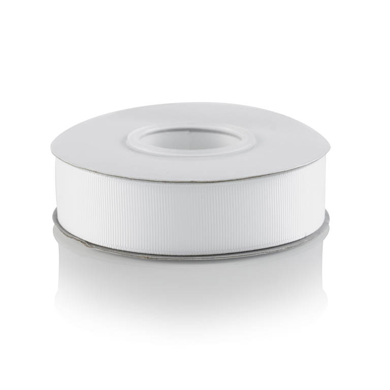 029 White Grosgrain Ribbon 25mm x 20m